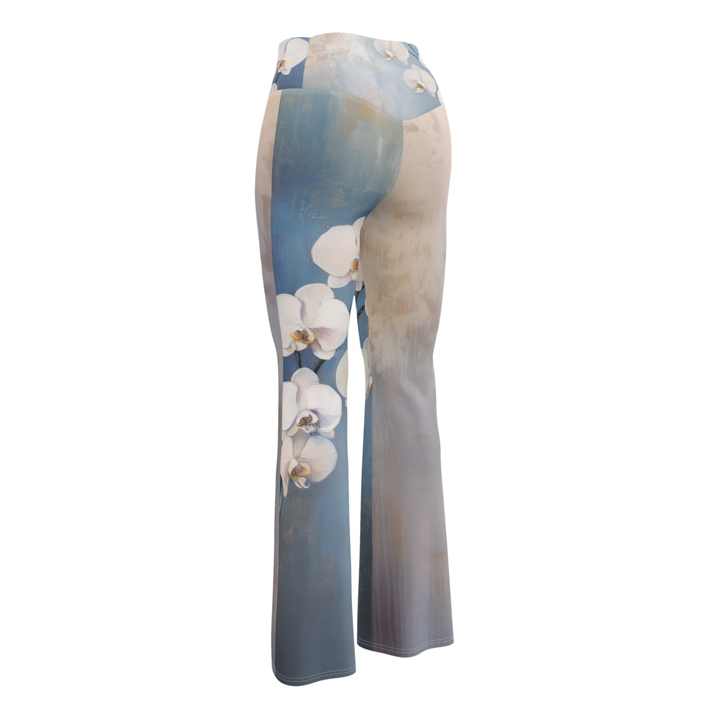 Impressionist White Orchids - Flare leggings