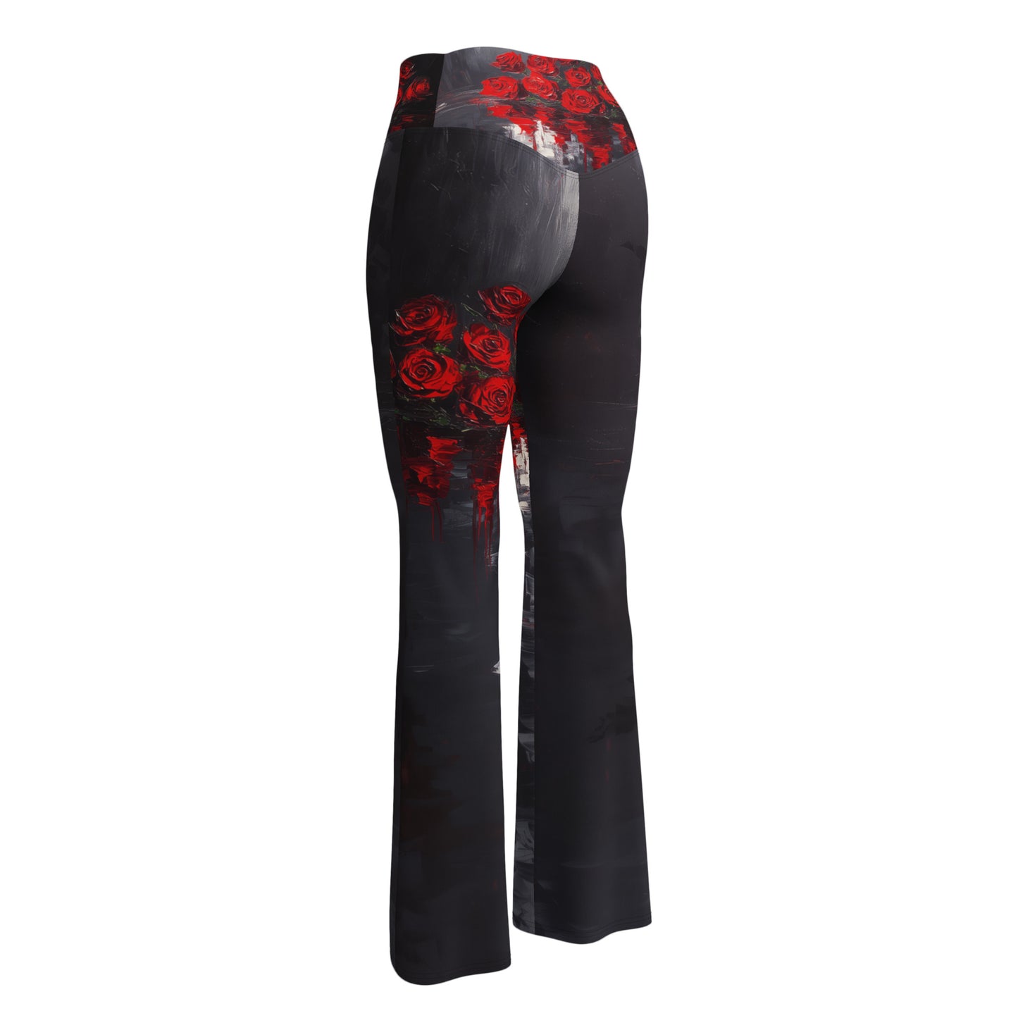Impressionist Red Roses - Flare leggings
