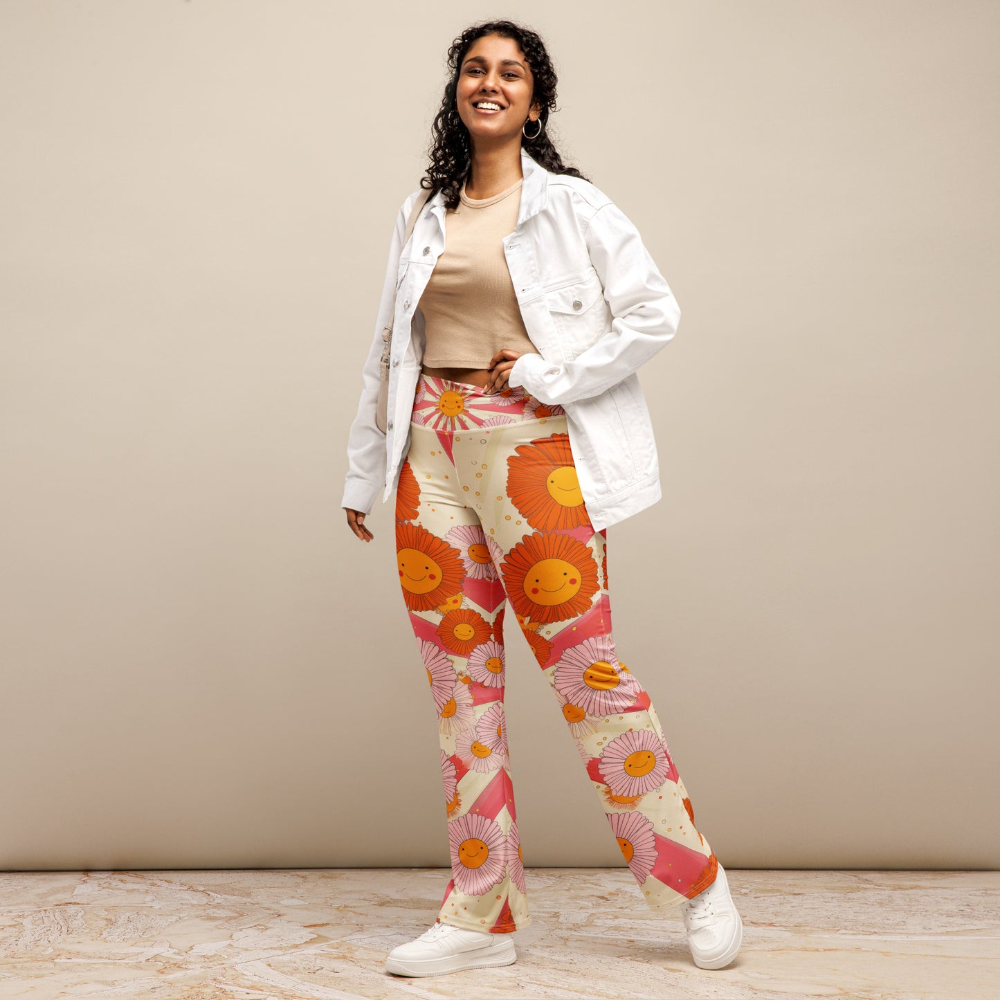 Retro 70s Daisy - Flare leggings