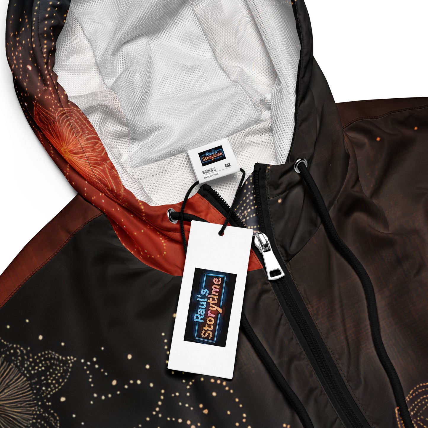 Pétalos sobre negro - Women’s cropped windbreaker