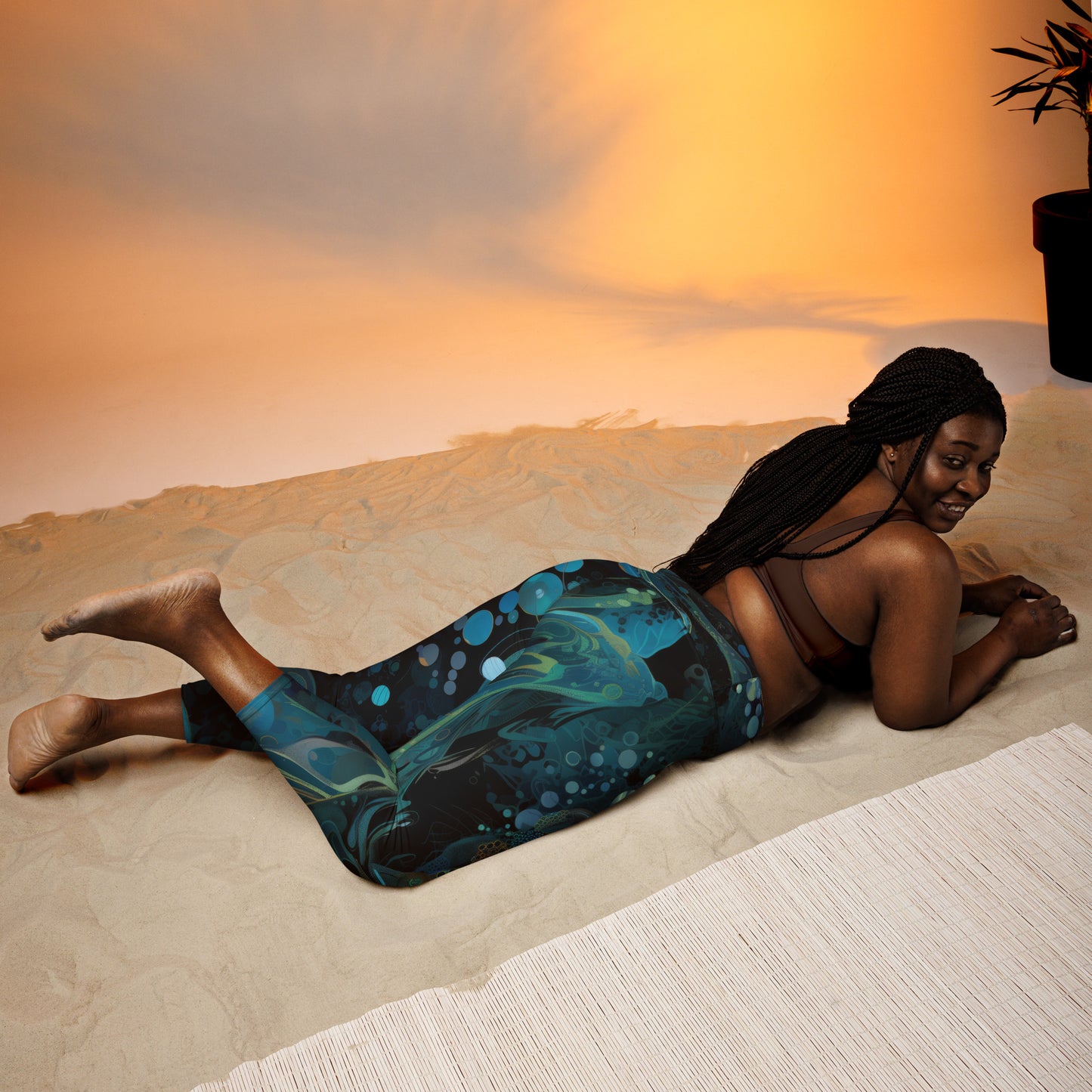 Meditação Azul - Yoga Capri Leggings