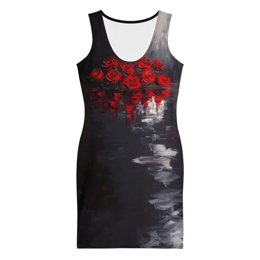 Bodycon dress - Impressionist Red Roses