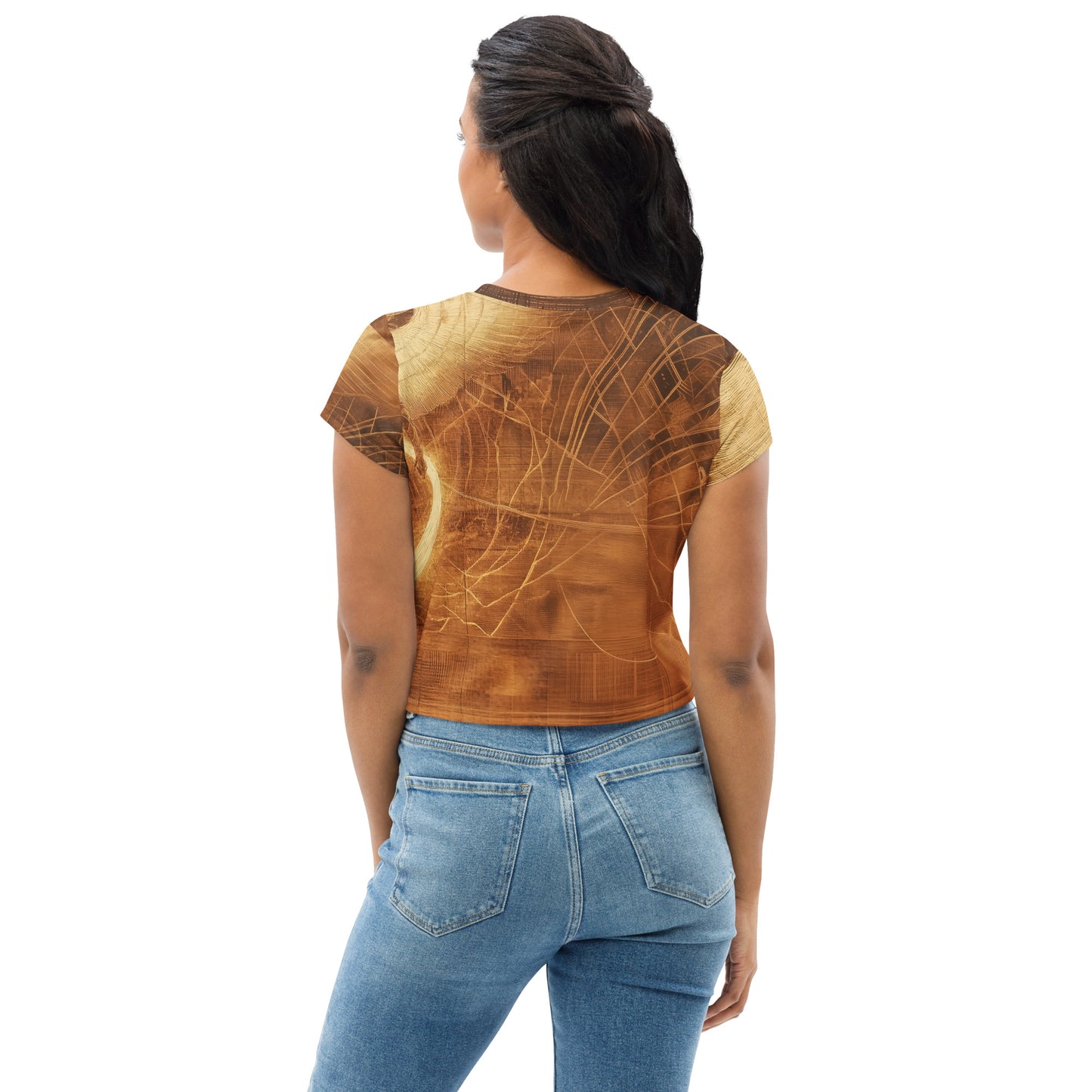 Angel Engraved on Wood - All-Over Print Crop Tee