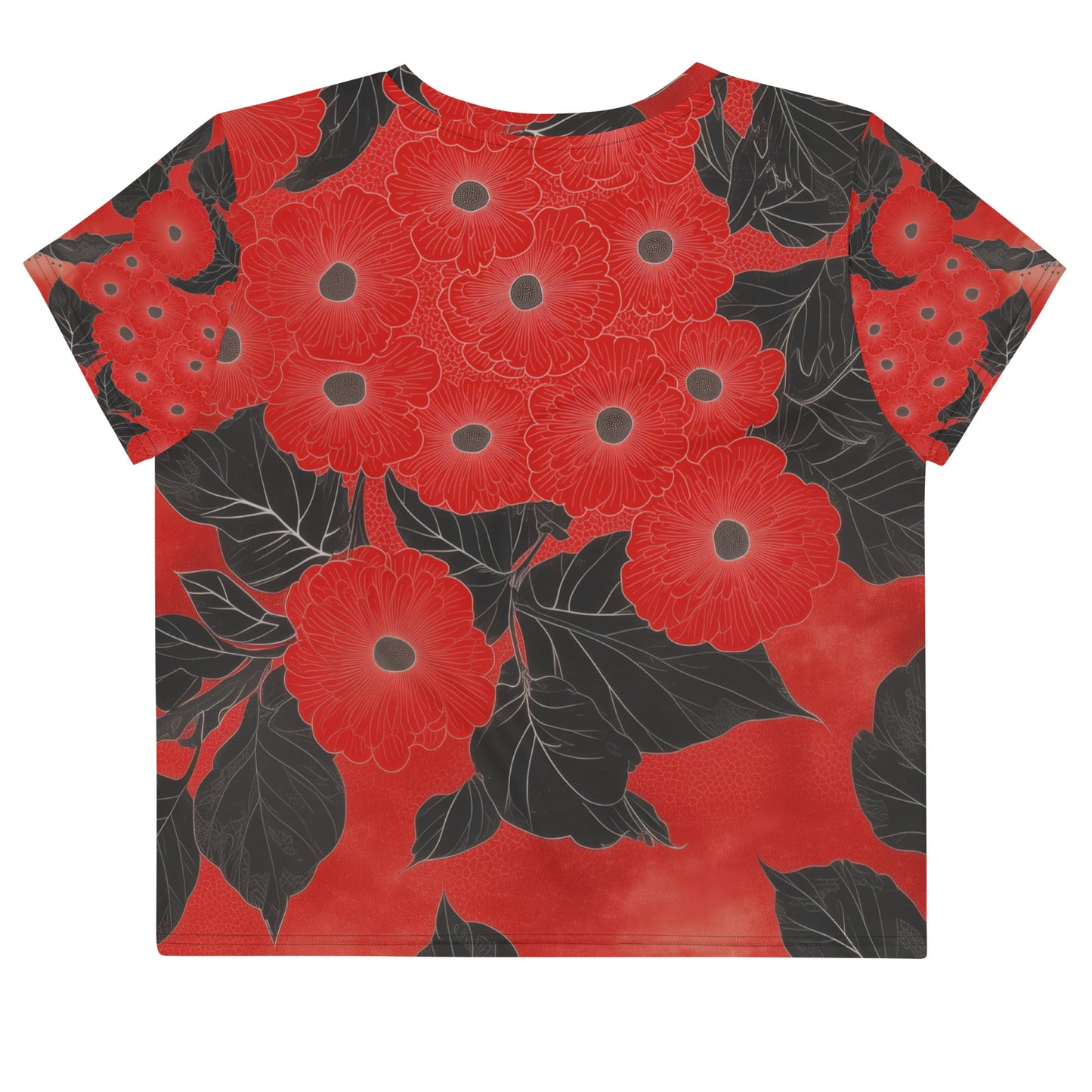 Sashiko Red Floral - Crop Tee