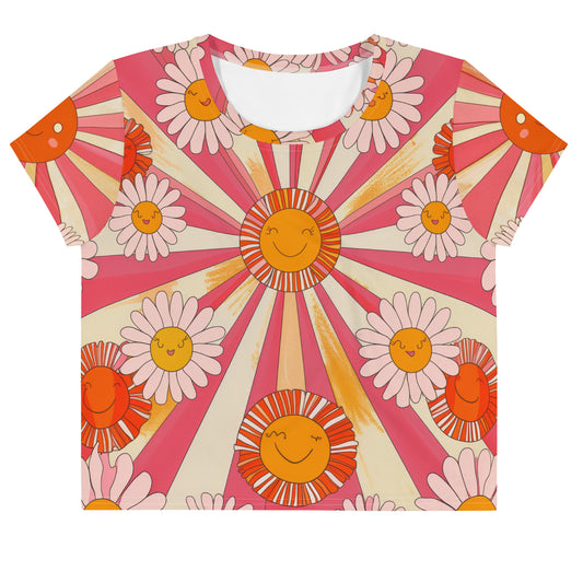 Retro 70s Daisy - Crop Tee