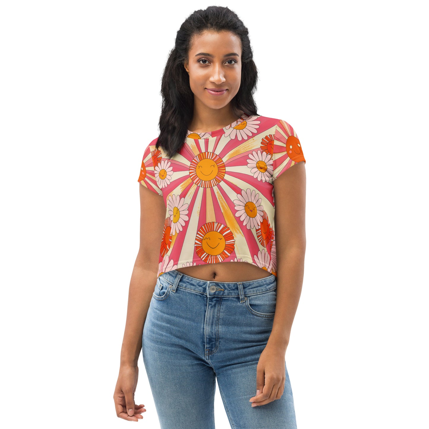 Retro 70s Daisy - Crop Tee