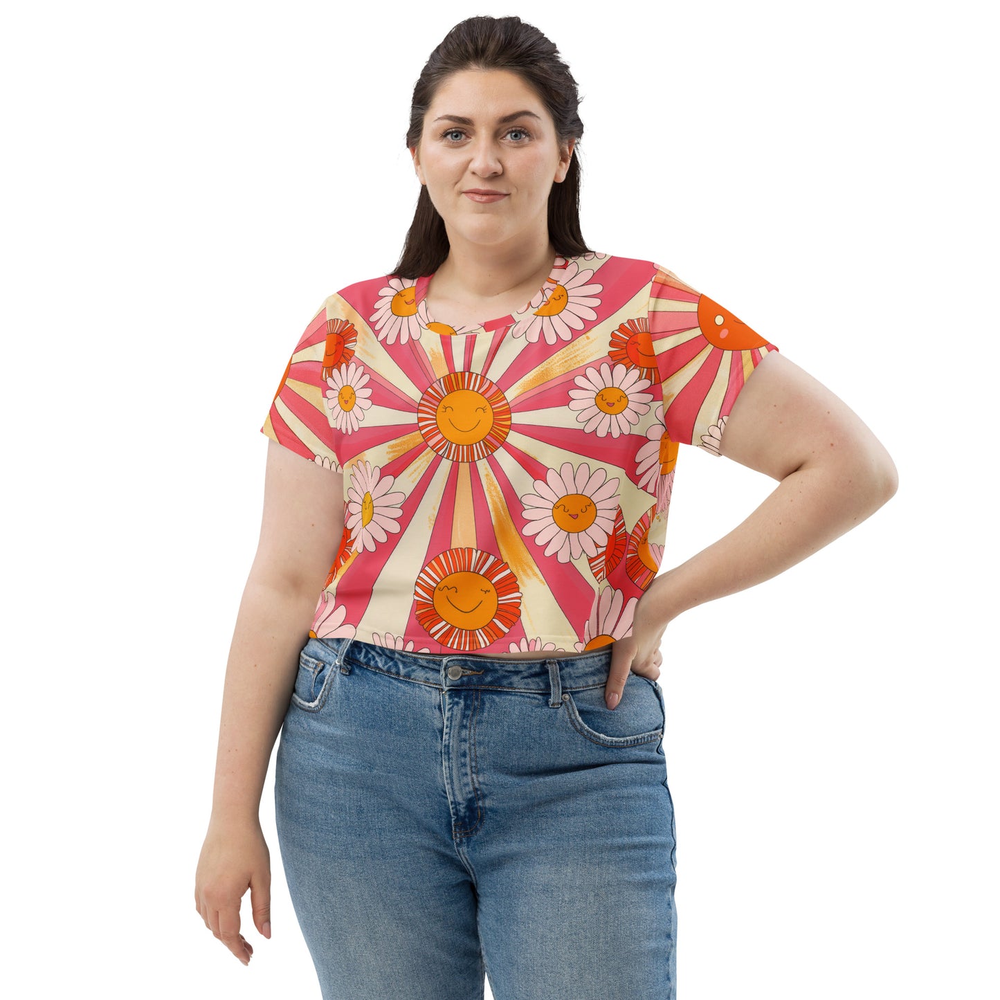 Retro 70s Daisy - Crop Tee