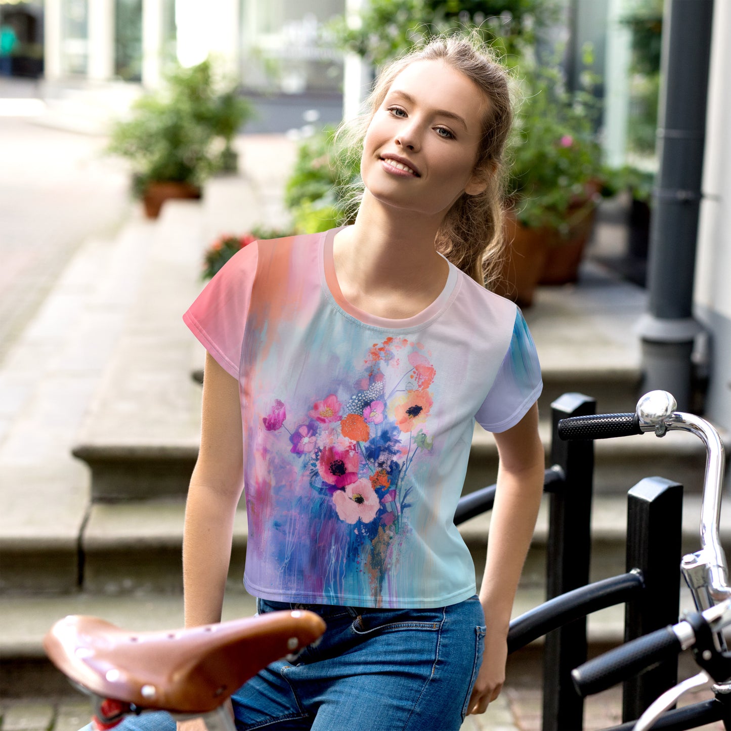 Monet's Spring Garden - Crop Tee