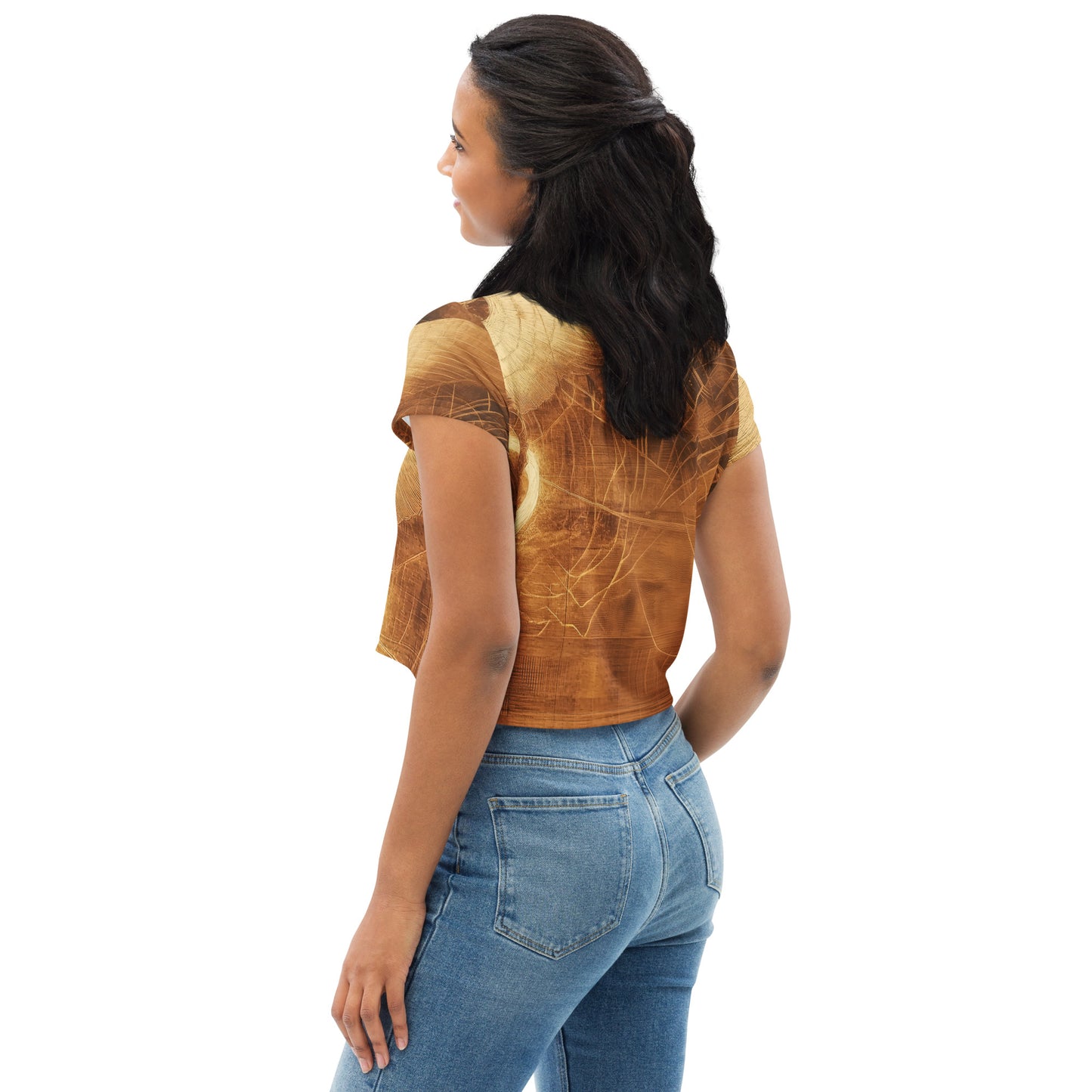 Angel Engraved on Wood - All-Over Print Crop Tee