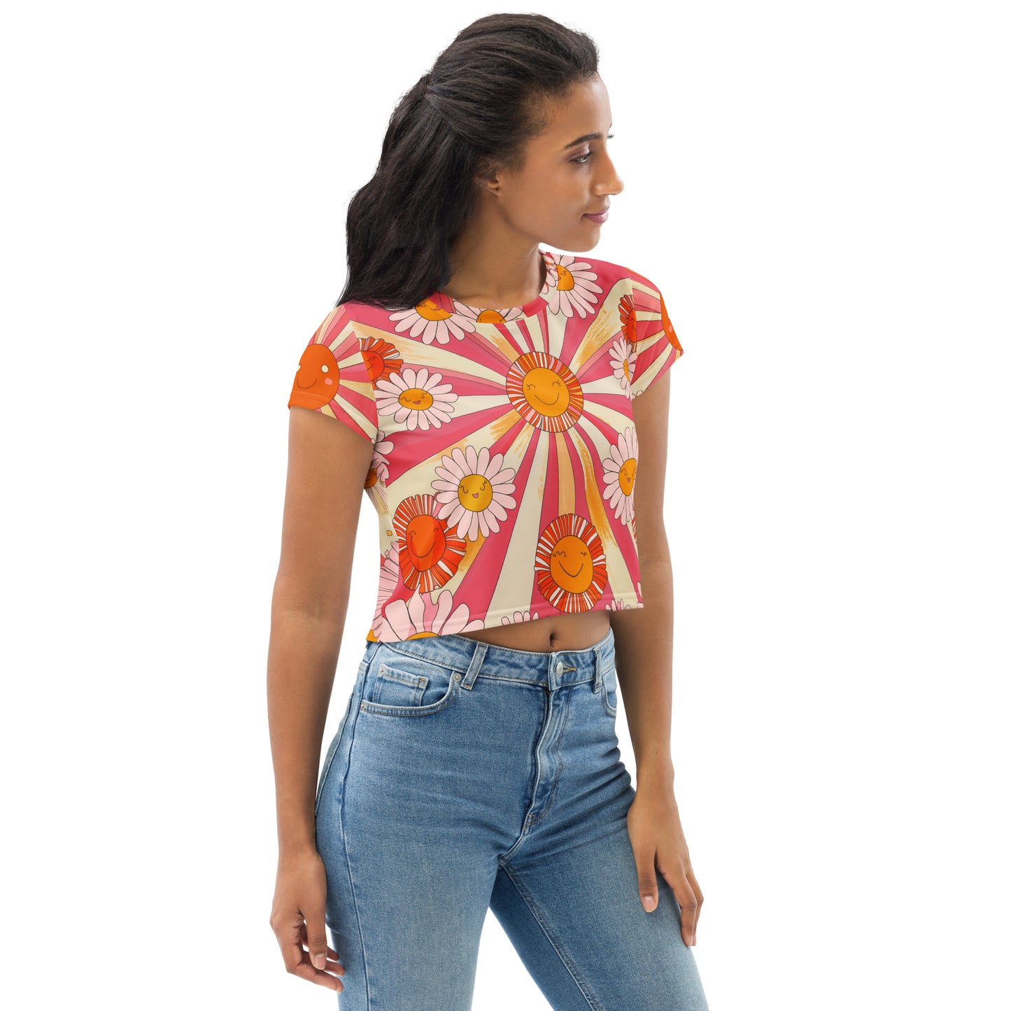 Retro 70s Daisy - Crop Tee