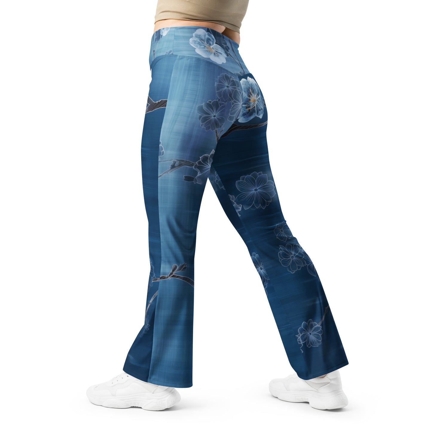 Sashiko White Lotus - Flare leggings