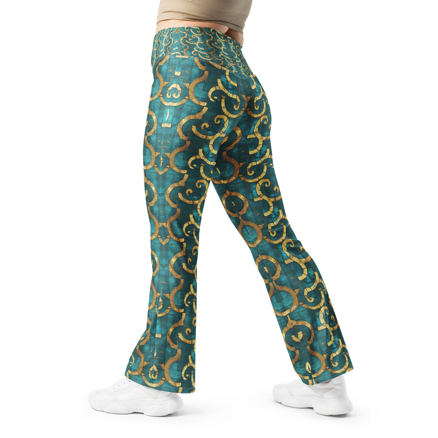 Grecian Turquoise and Gold - Flare leggings