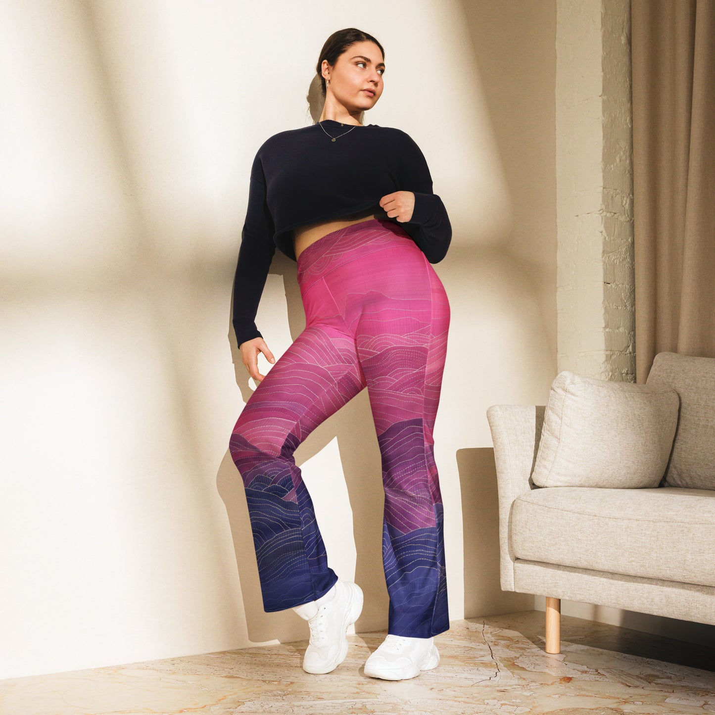 Sashiko Purple - Flare leggings