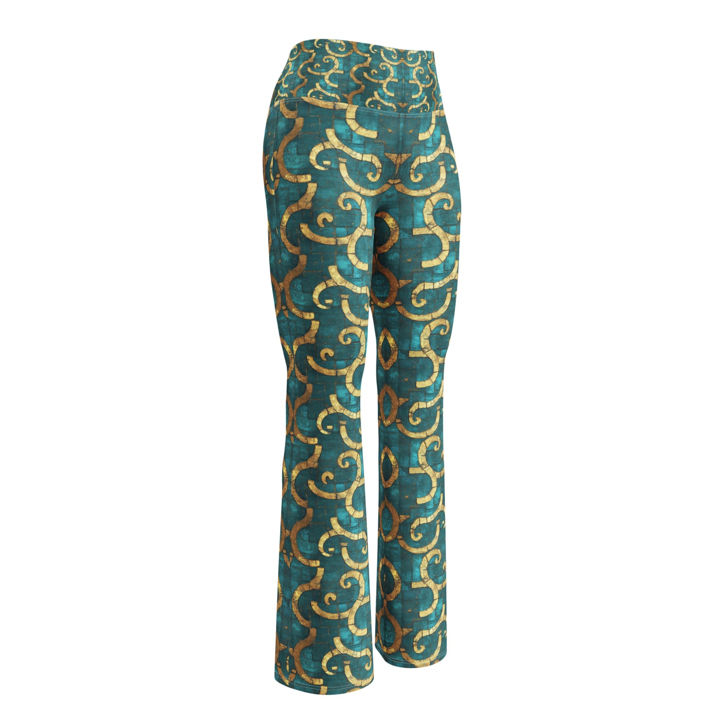 Grecian Turquoise and Gold - Flare leggings