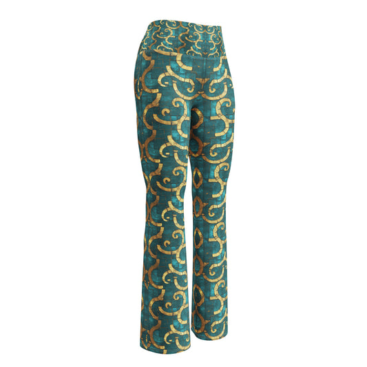 Grecian Turquoise and Gold - Flare leggings