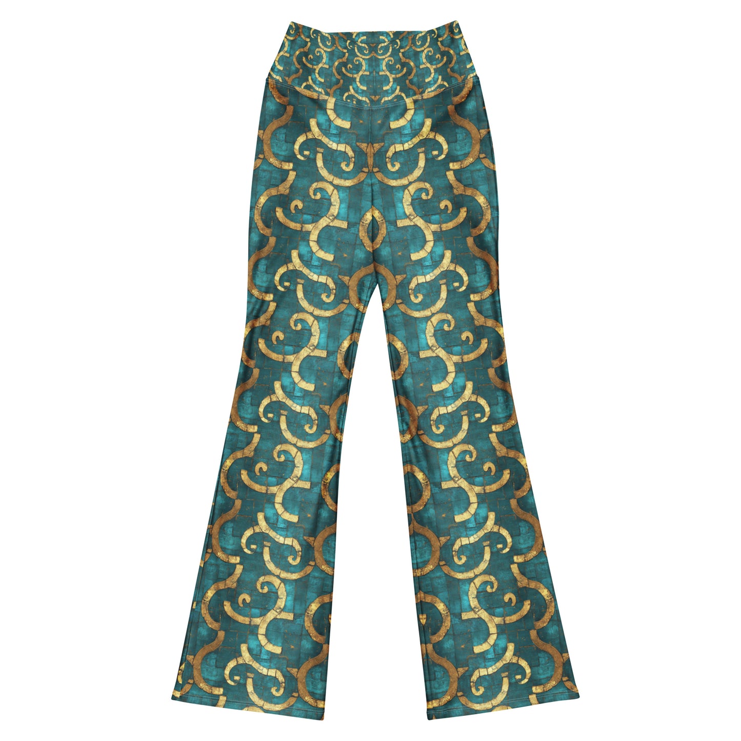 Grecian Turquoise and Gold - Flare leggings