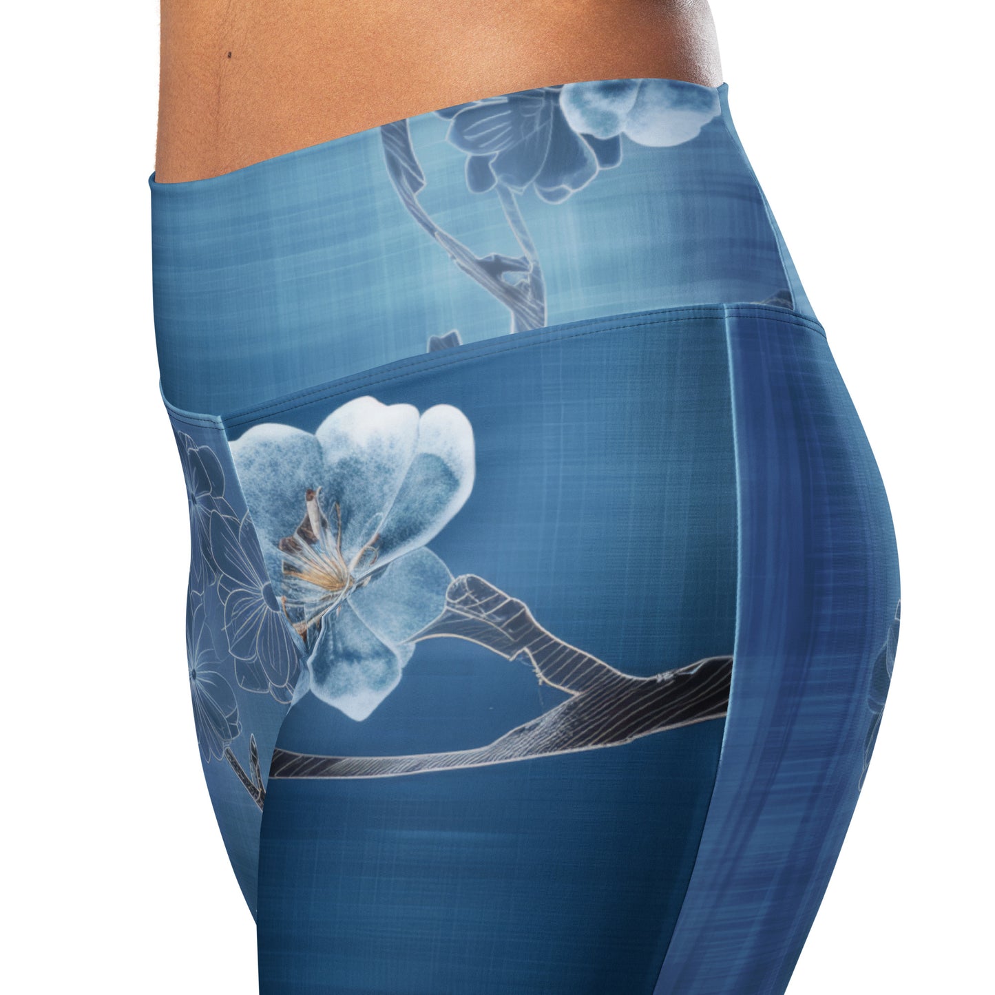 Sashiko White Lotus - Flare leggings