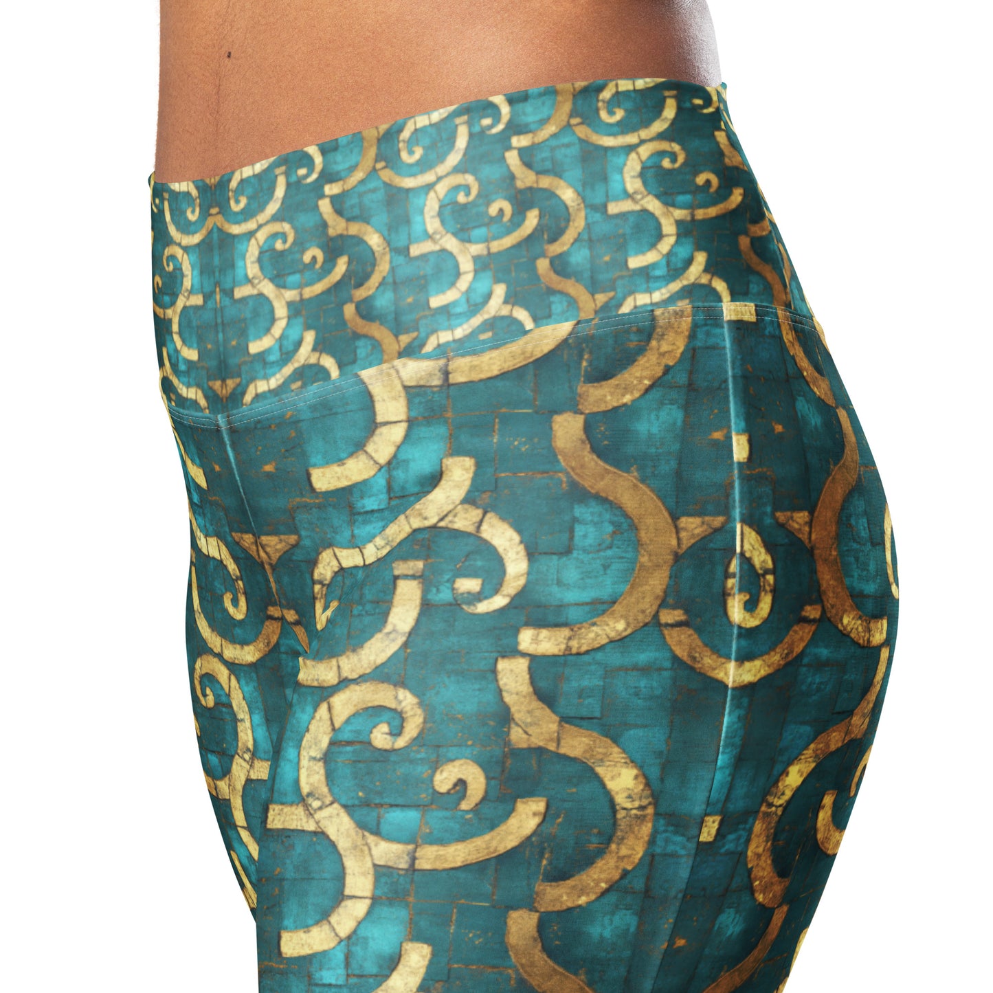 Grecian Turquoise and Gold - Flare leggings