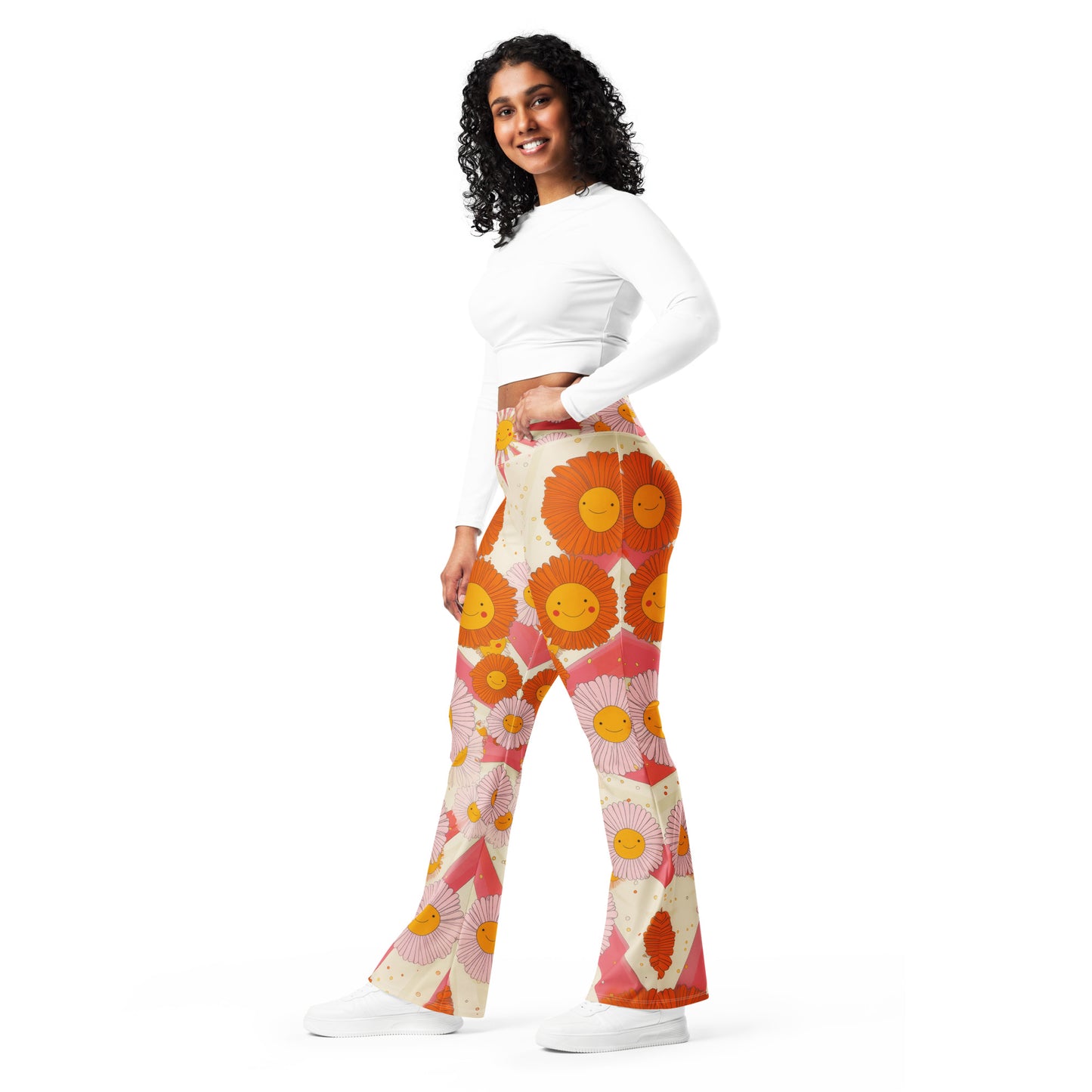 Retro 70s Daisy - Flare leggings