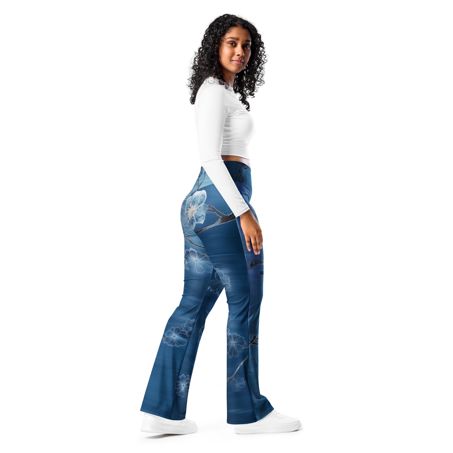 Sashiko White Lotus - Flare leggings