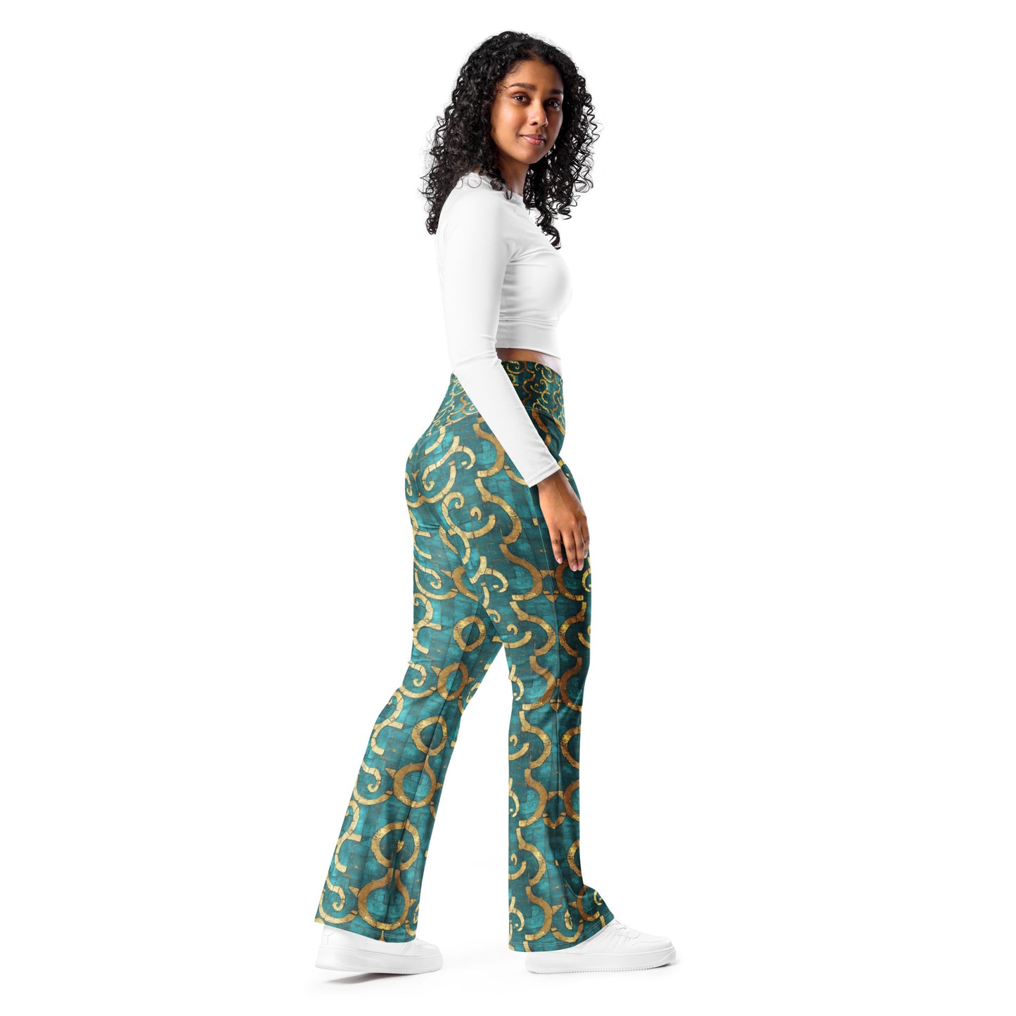Grecian Turquoise and Gold - Flare leggings