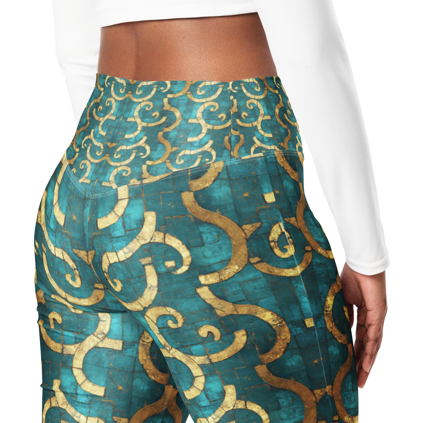 Grecian Turquoise and Gold - Flare leggings