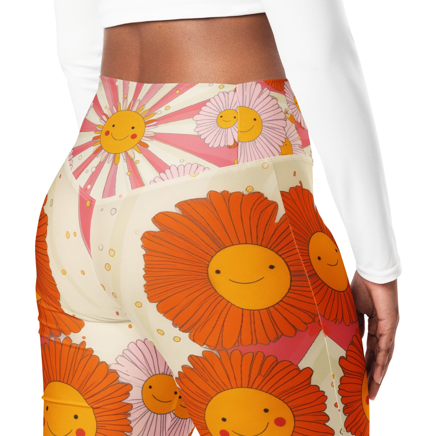 Retro 70s Daisy - Flare leggings