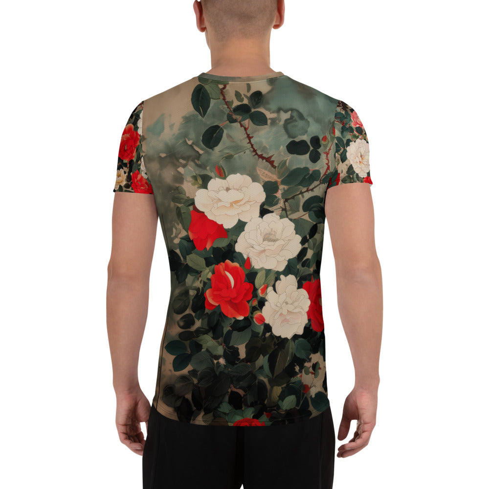 Red and White Roses - Men's Athletic T-shirt