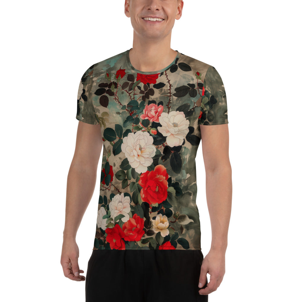 Red and White Roses - Men's Athletic T-shirt