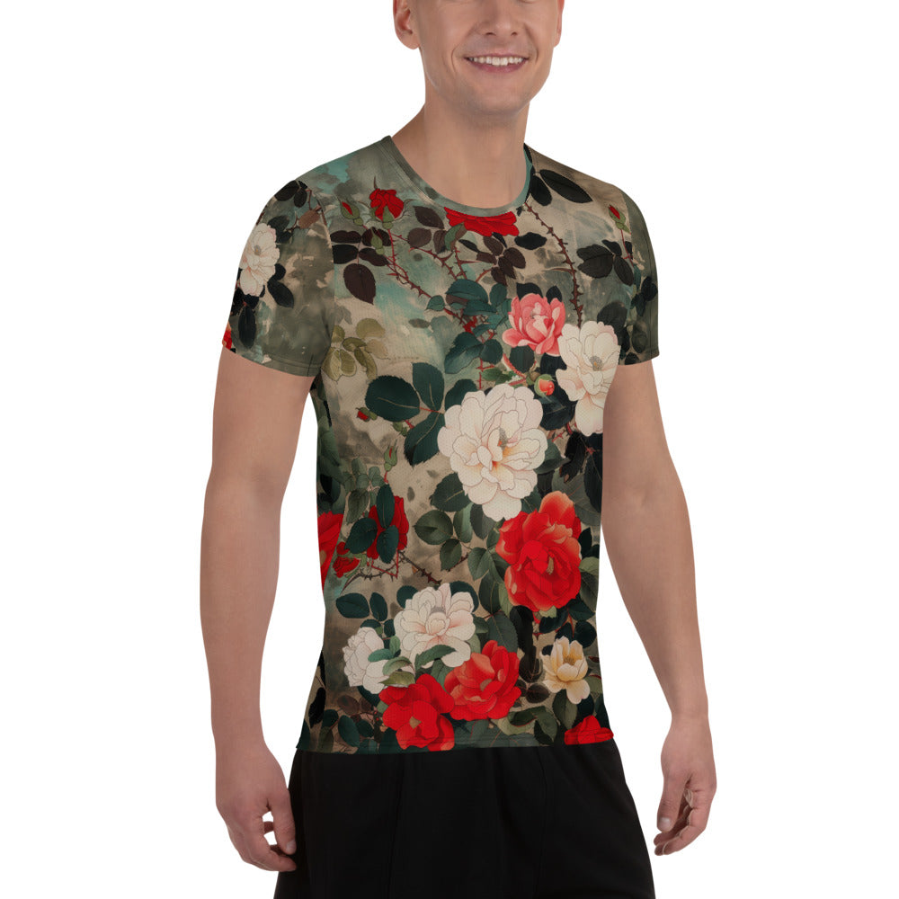 Red and White Roses - Men's Athletic T-shirt