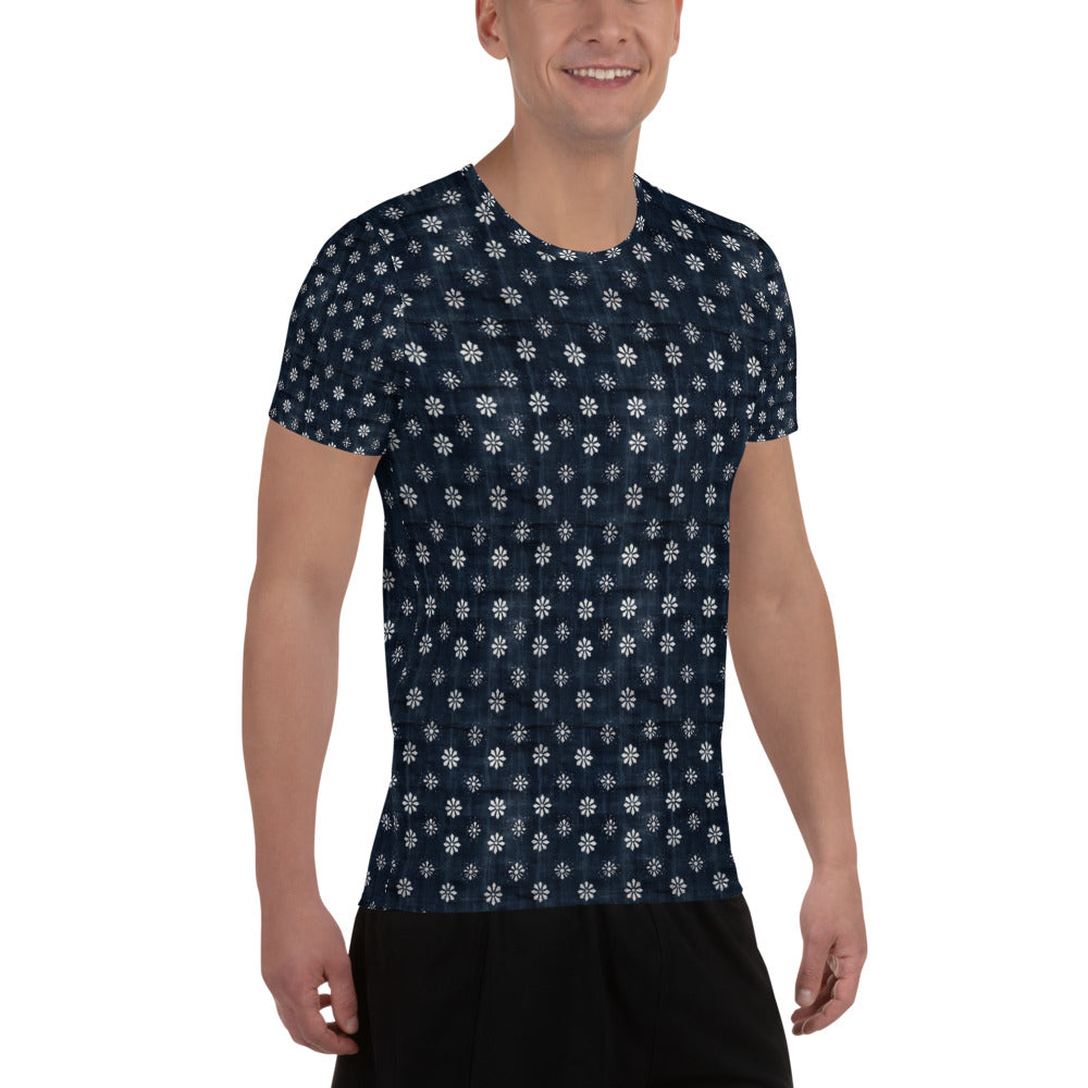 White Florettes on Navy - Men's Athletic T-shirt