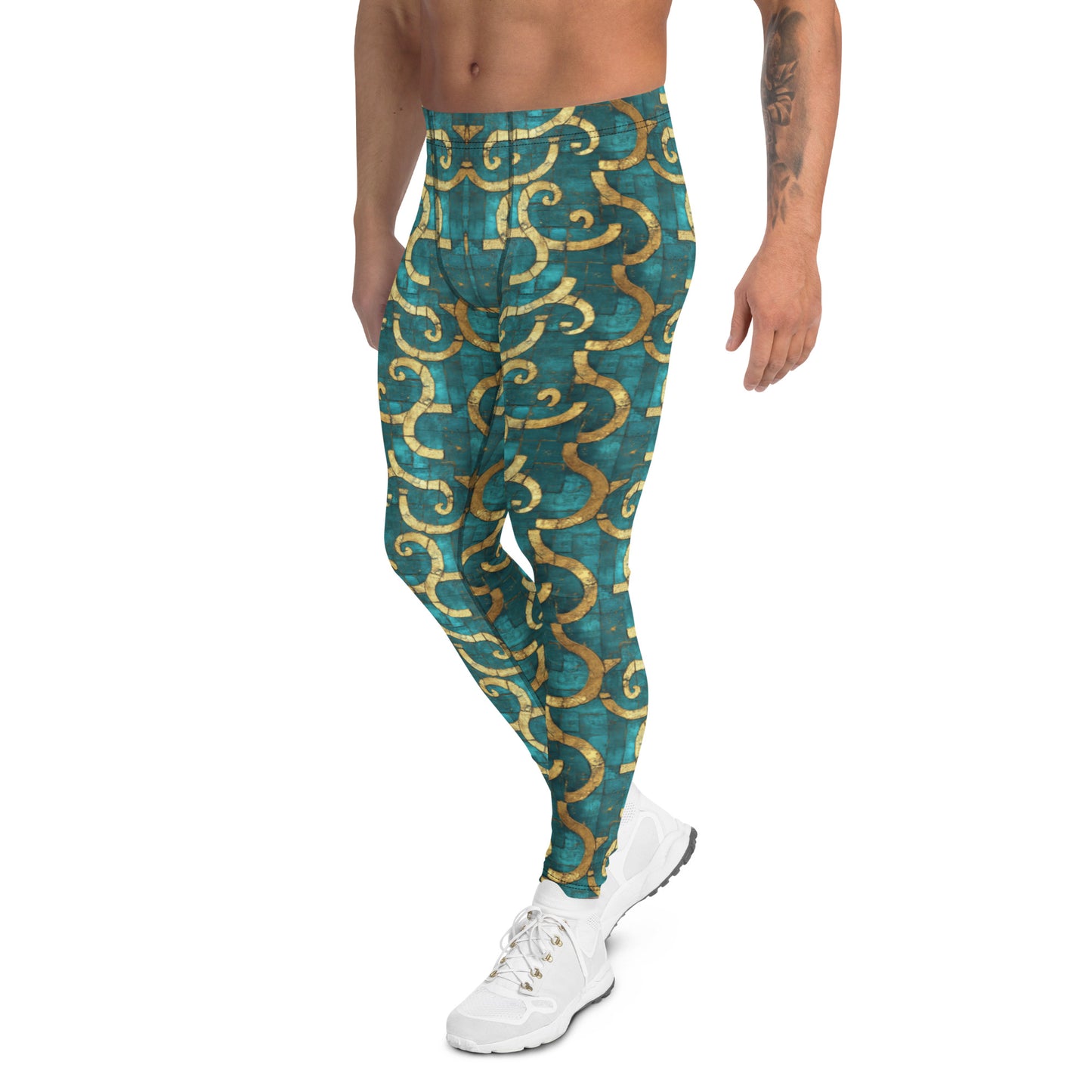 Grecian Turquoise and Gold - Men's Leggings