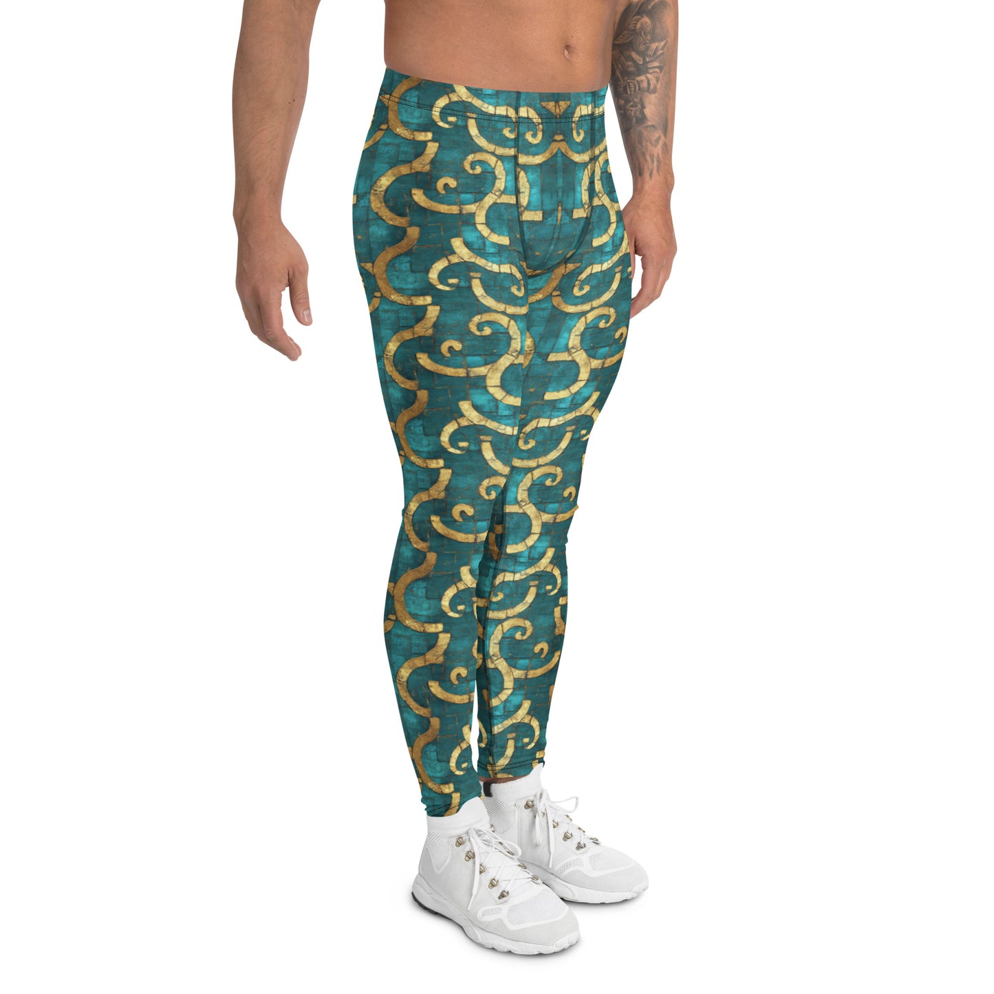 Grecian Turquoise and Gold - Men's Leggings