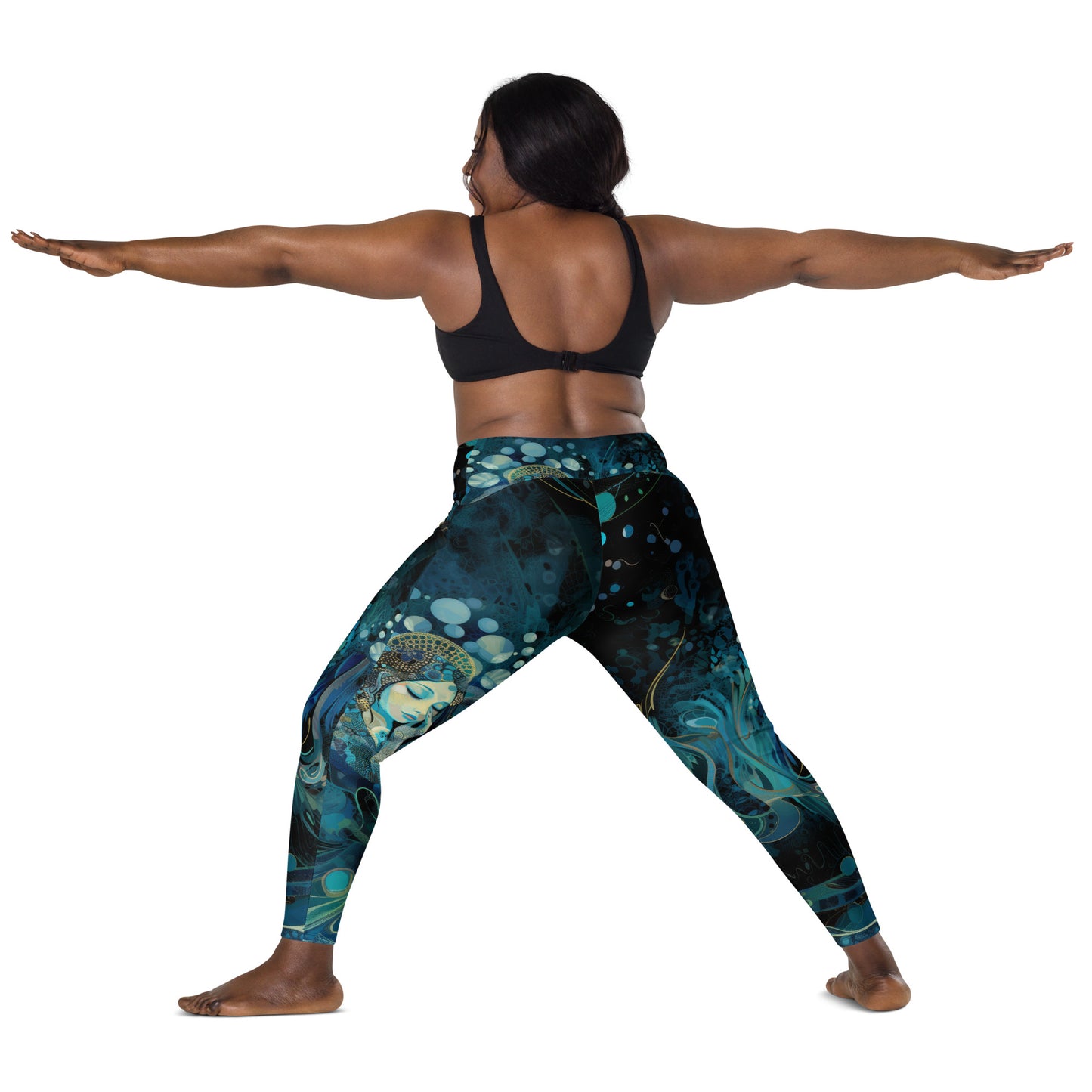 Meditação Azul - Crossover leggings with pockets