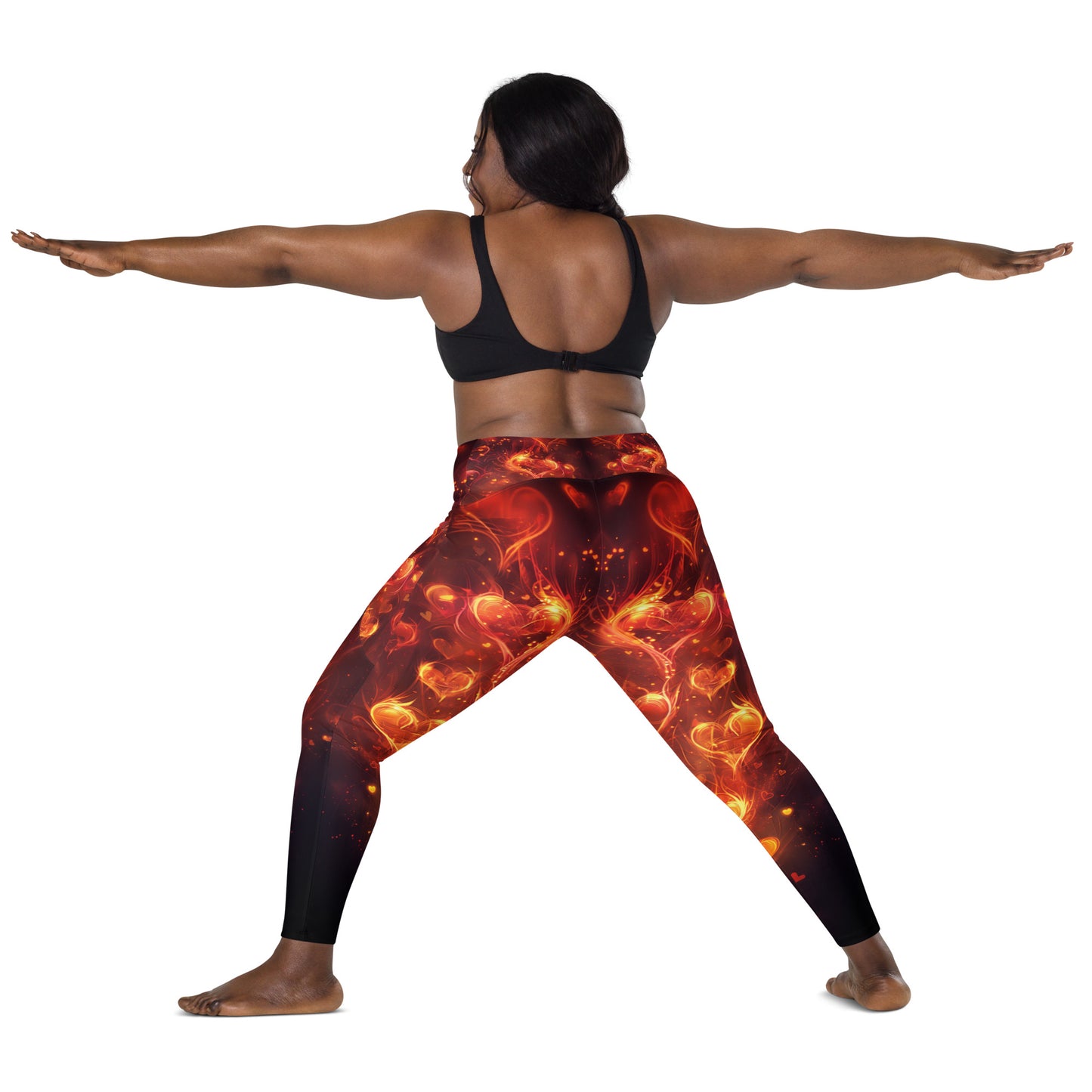 Fiery Hearts - Crossover leggings with pockets