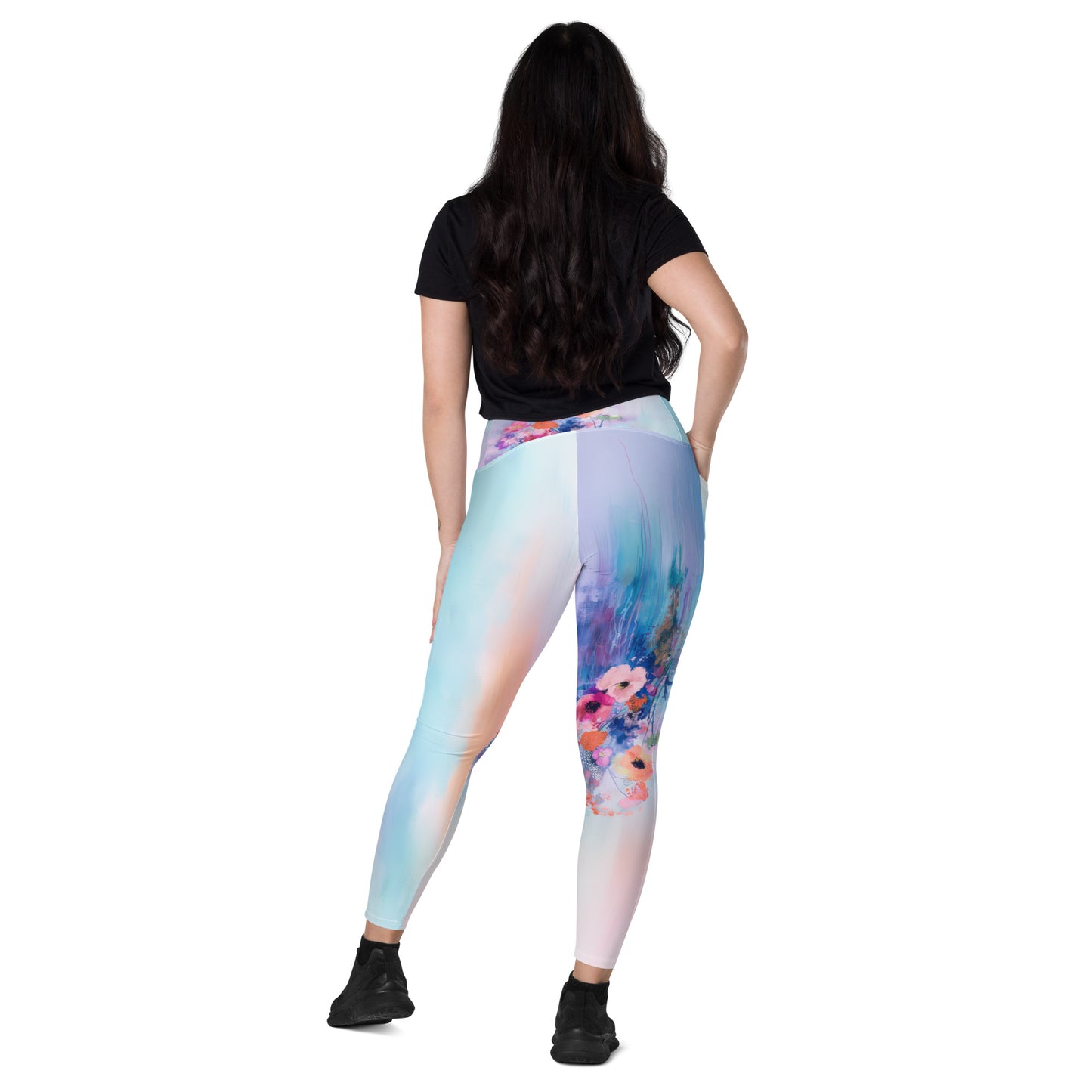 Monet's Spring Garden - Crossover leggings with pockets