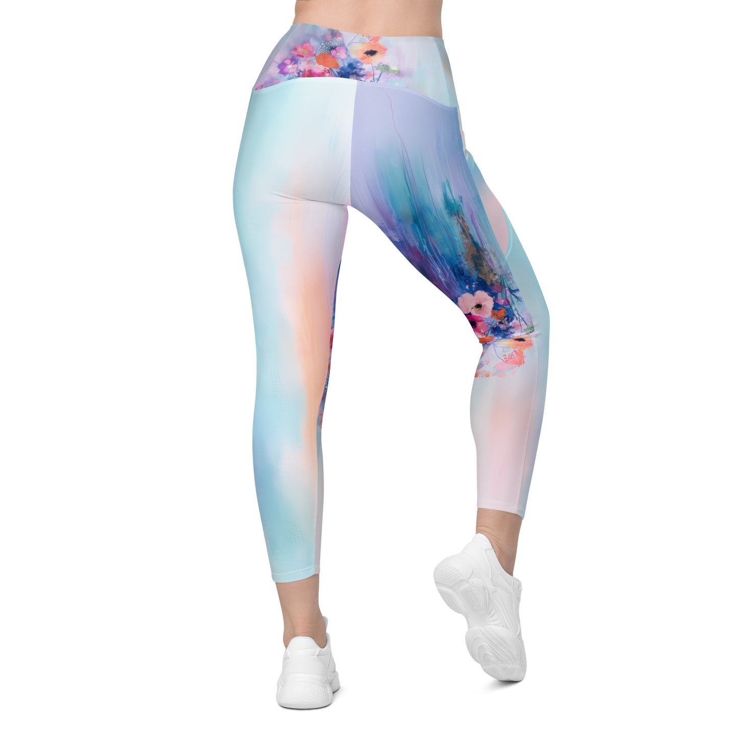 Monet's Spring Garden - Crossover leggings with pockets