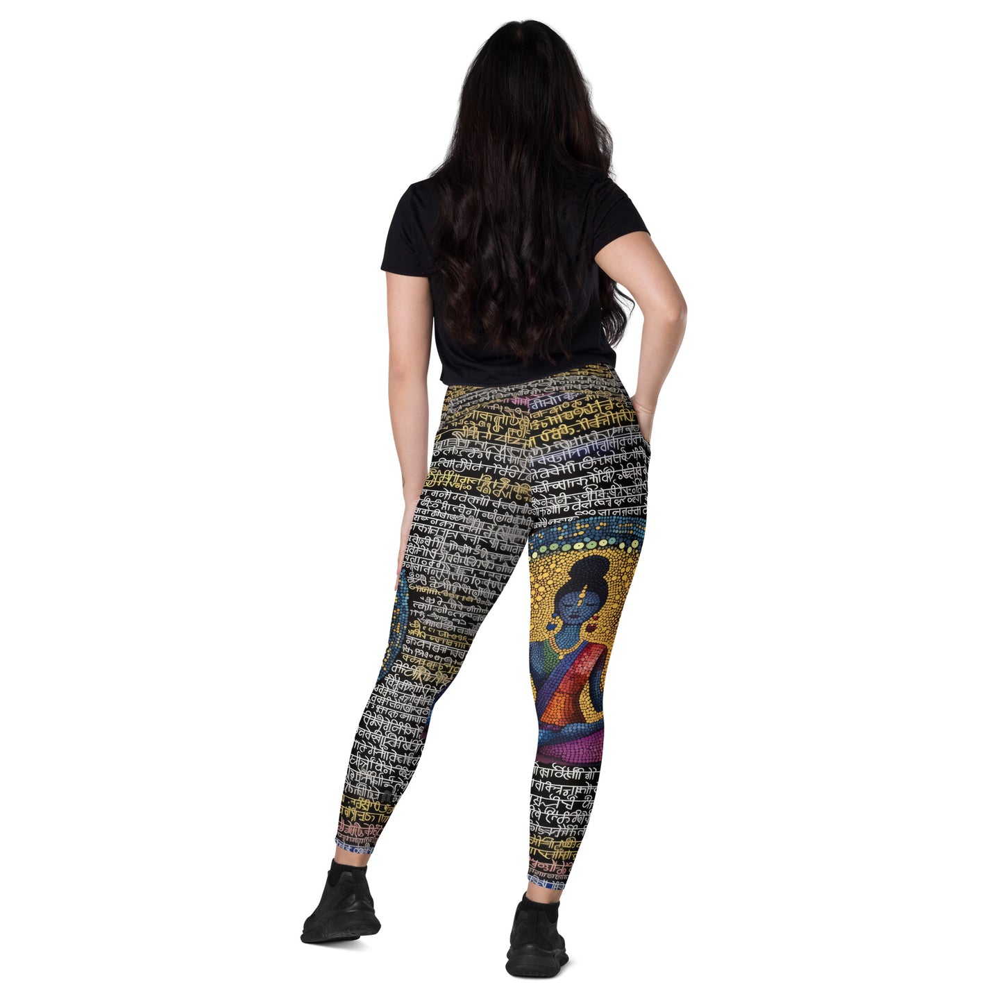 Yoga Faux Sanskrit moda 1 - Crossover leggings with pockets