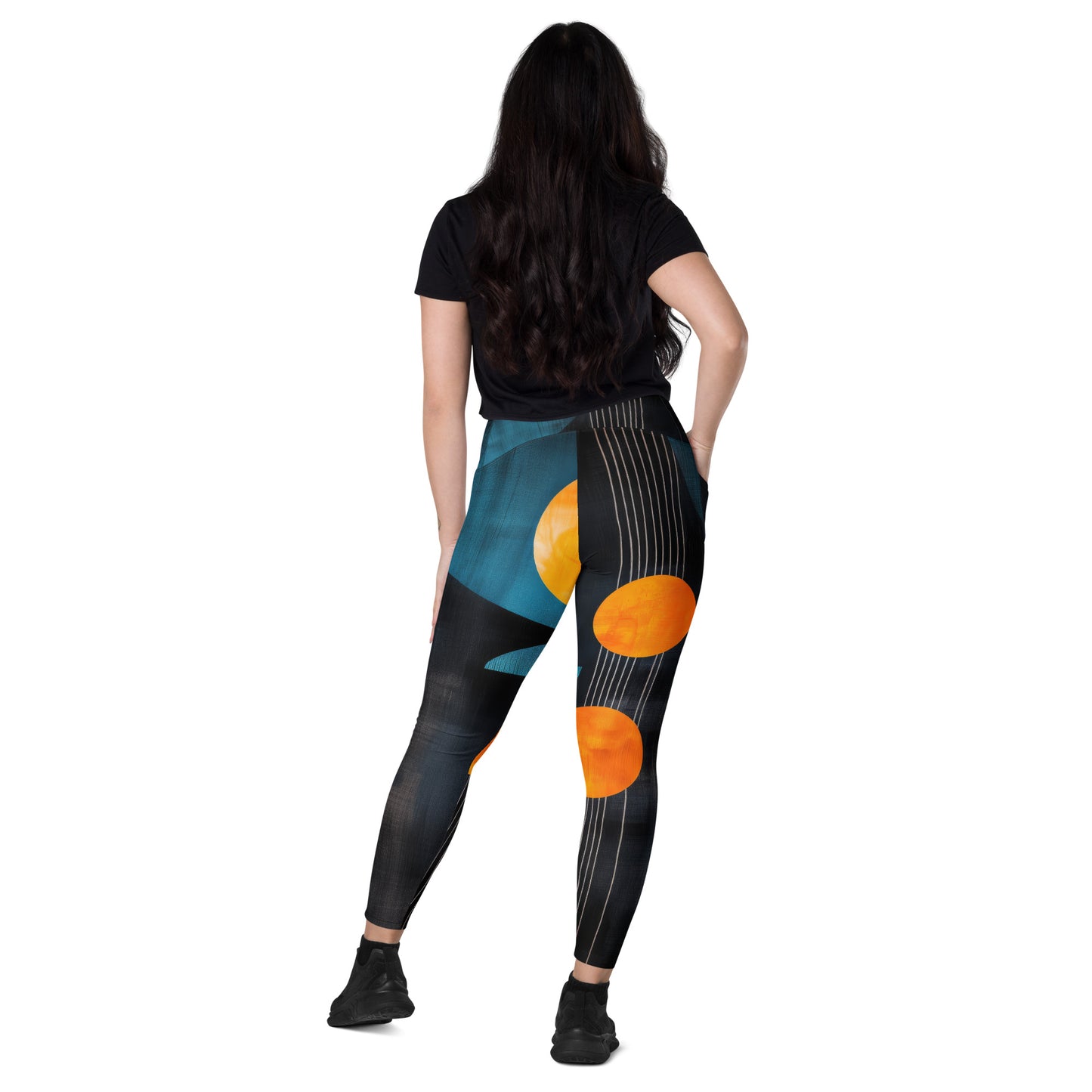 Minimalist Golden Spheres - Crossover leggings with pockets