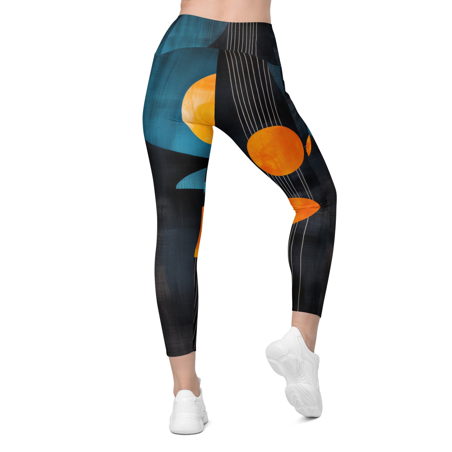 Minimalist Golden Spheres - Crossover leggings with pockets