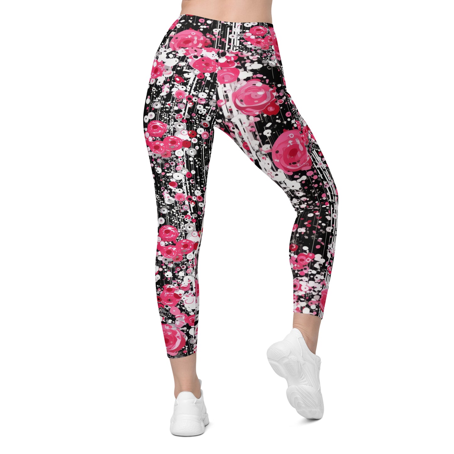 Rose Pop Art - Crossover leggings with pockets