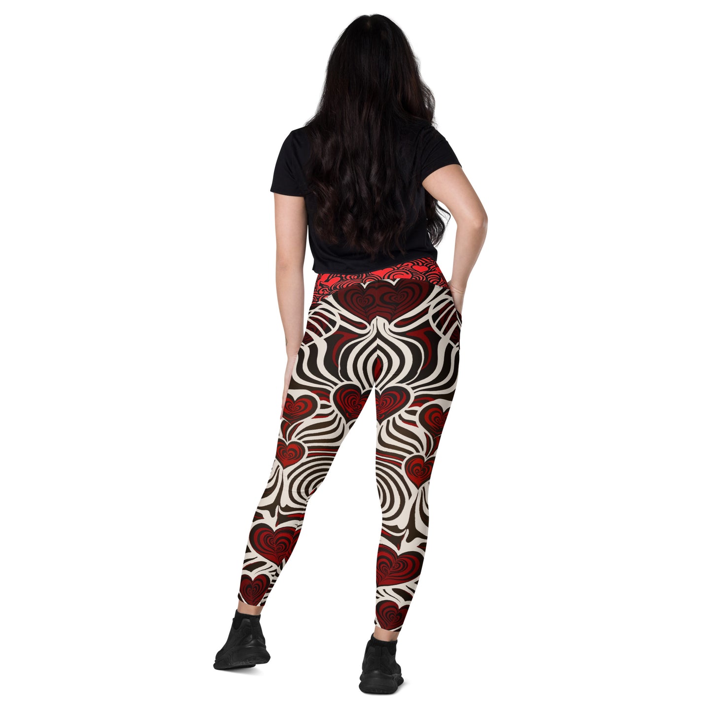 Hearts and Stripes - Crossover leggings with pockets