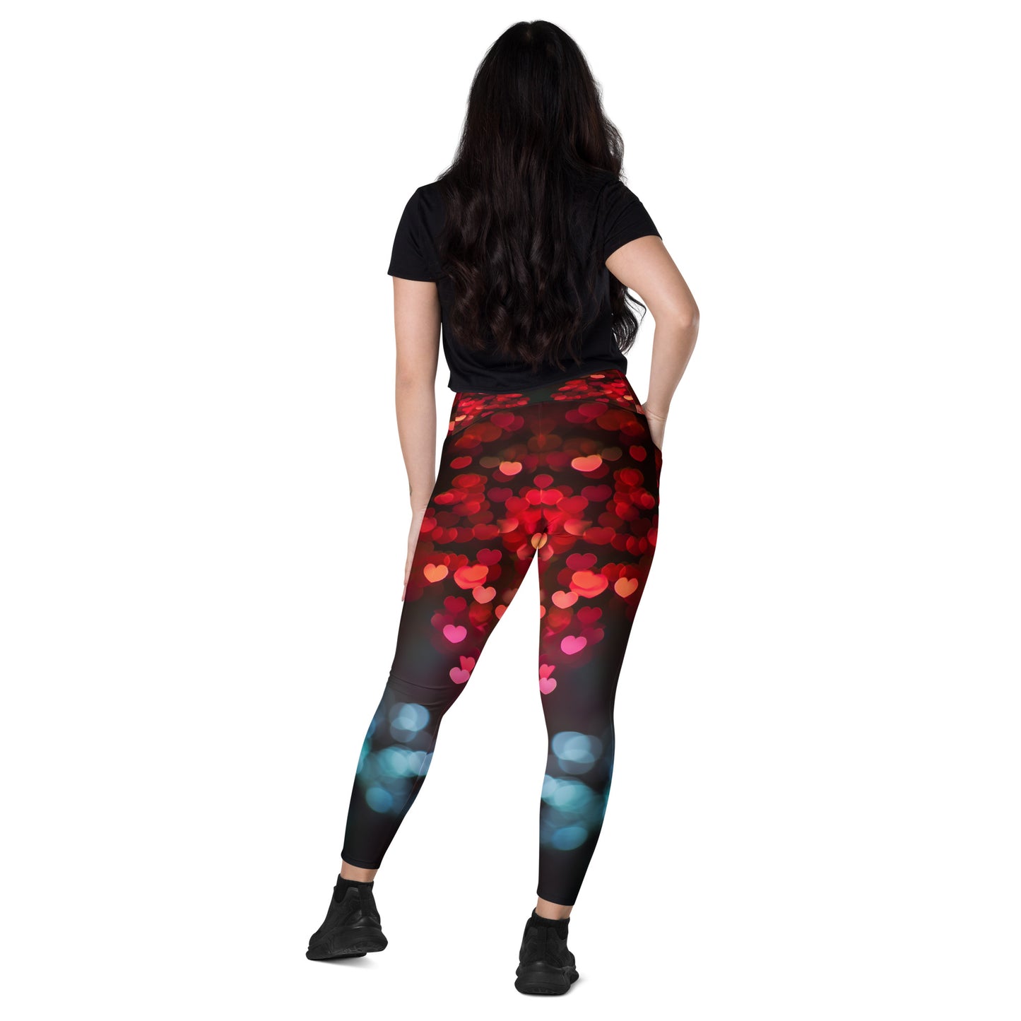 Fluttering Hearts - Crossover leggings with pockets