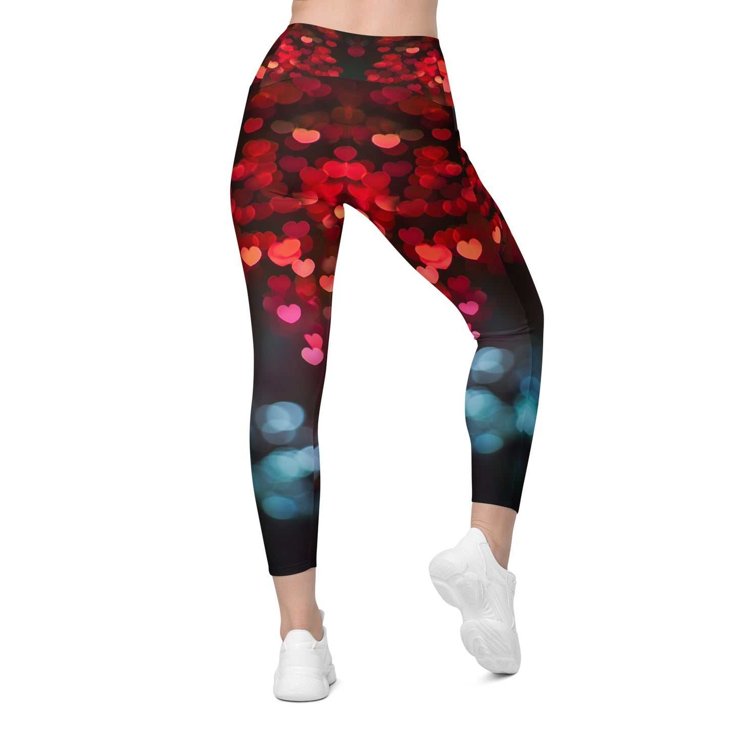 Fluttering Hearts - Crossover leggings with pockets