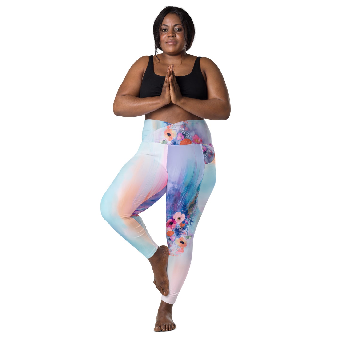 Monet's Spring Garden - Crossover leggings with pockets