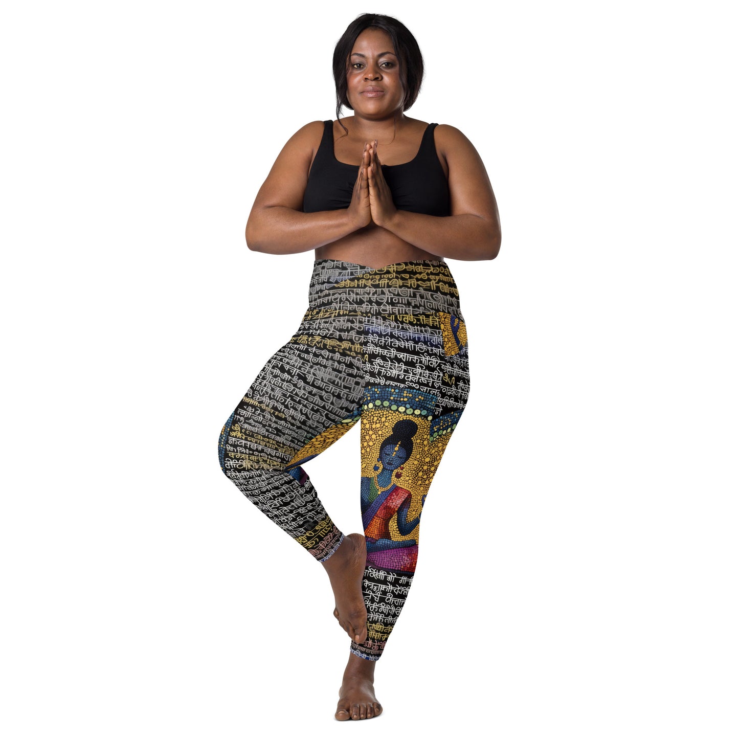 Yoga Faux Sanskrit moda 1 - Crossover leggings with pockets