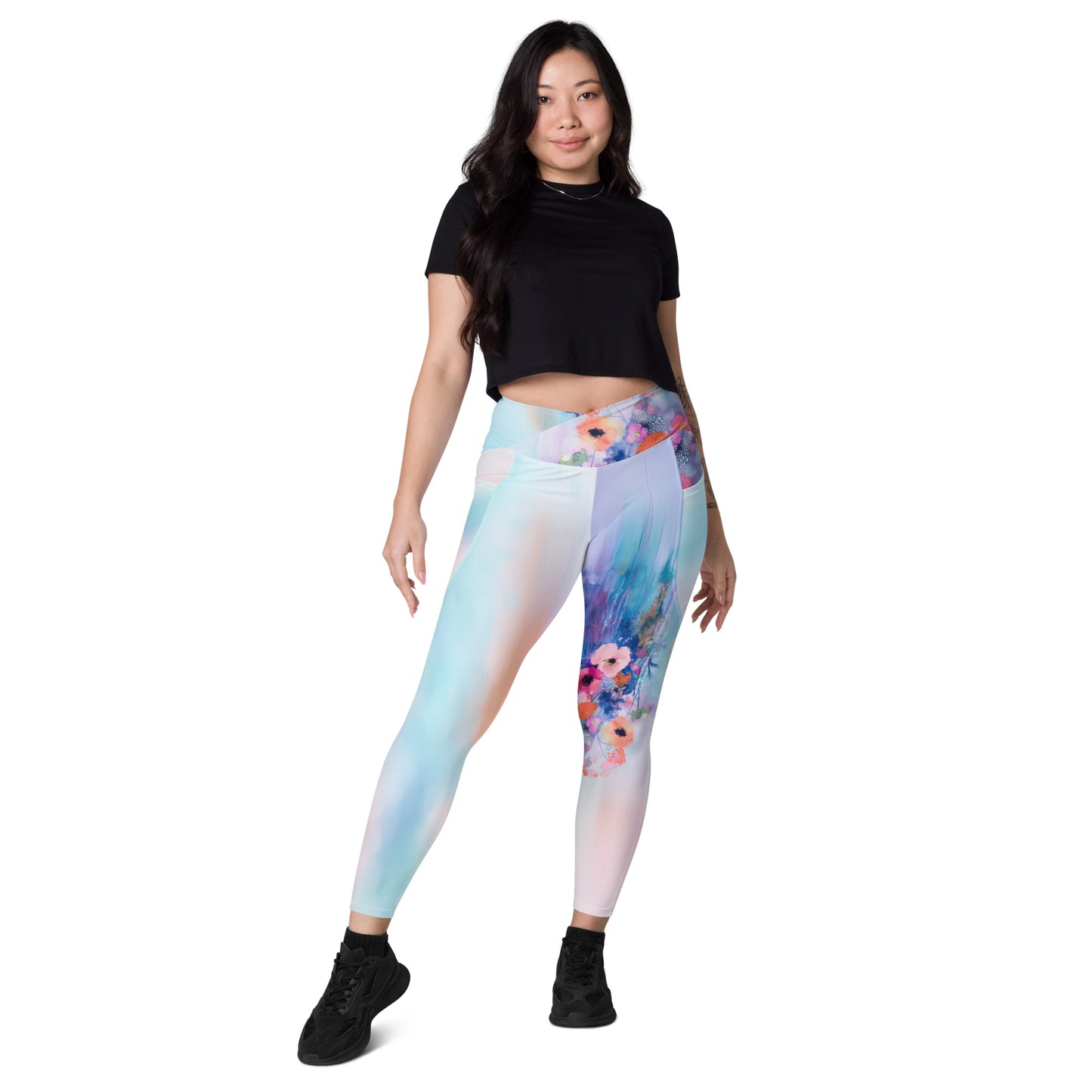 Monet's Spring Garden - Crossover leggings with pockets