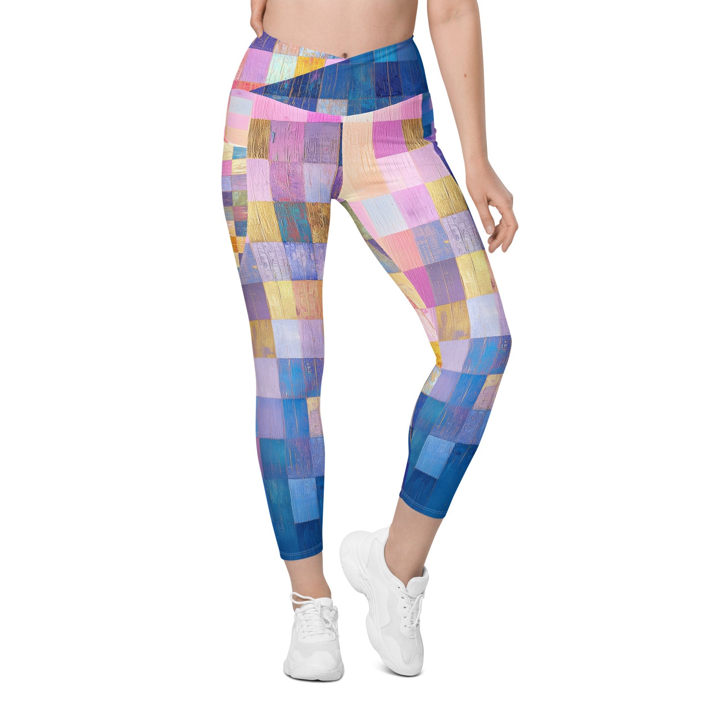 Abstract Squares - Crossover leggings with pockets