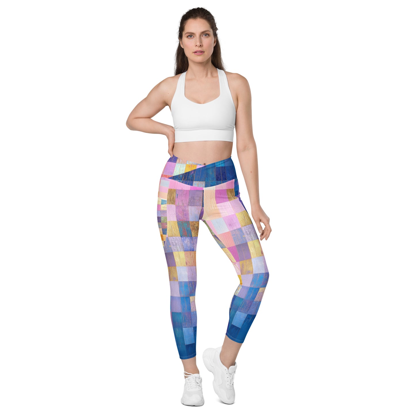 Abstract Squares - Crossover leggings with pockets