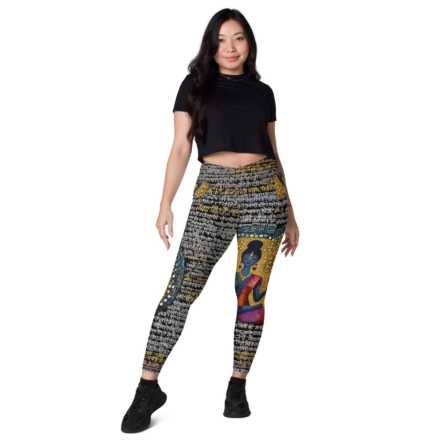 Yoga Faux Sanskrit moda 1 - Crossover leggings with pockets